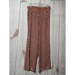 One 5 One Pants Womens XL Multicolor Geometric Wide Leg Harem Elastic Waist